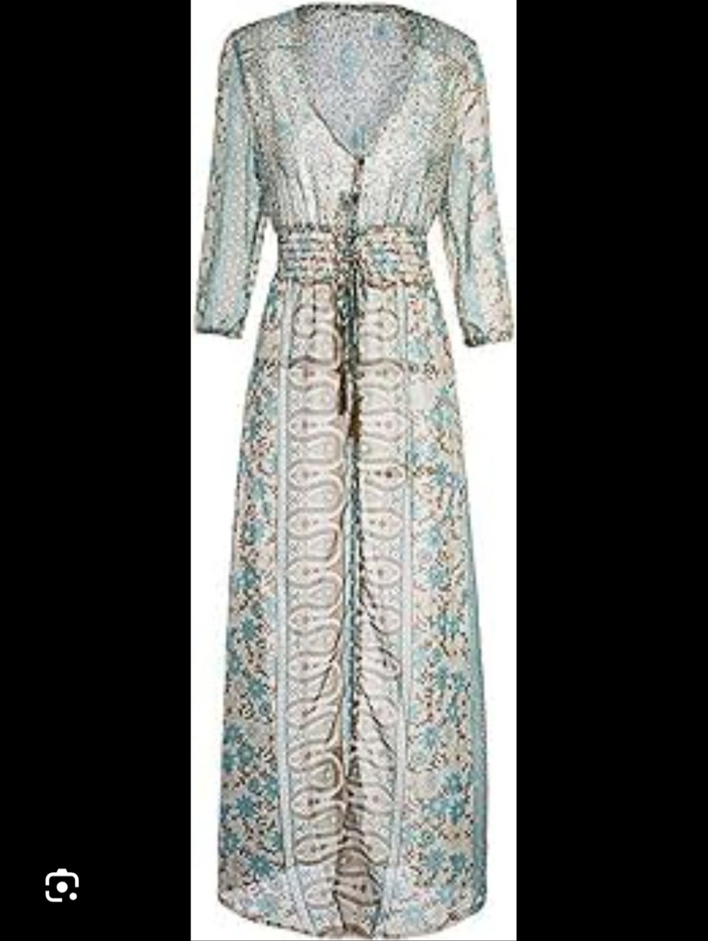Vicabo Floral Duster in Light Blue and Cream